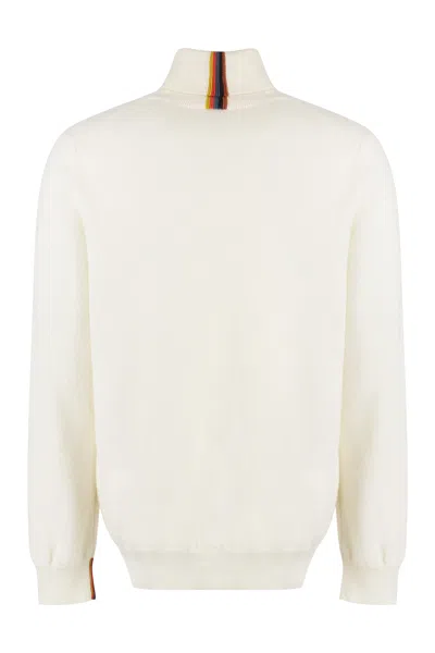 Paul Smith Ribbed Cashmere Turtleneck Sweater With Contrast Stripe
