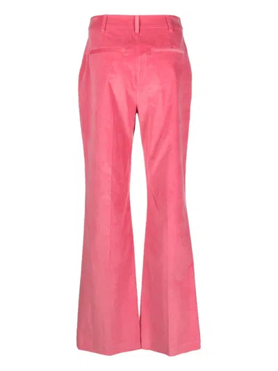 Paul Smith High-waisted Velvet Finish Trousers With Flare Leg In Pink