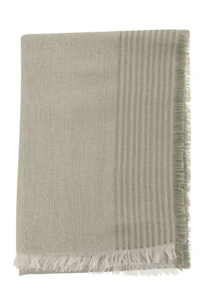 Peserico Cotton, Modal, Linen And Lurex Blend Triple Veil Stole