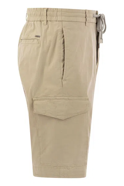 Peserico Men's Lightweight Cotton Lyocell Canvas Jogger Bermuda Shorts