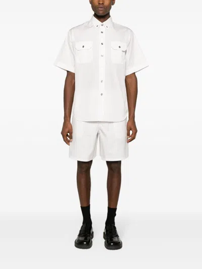 Prada Enamel-triangle Patch Poplin Shorts