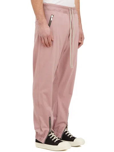 Rick Owens Pink Cotton Track Trousers For Men In Ss24