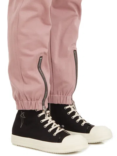 Rick Owens Pink Cotton Track Trousers For Men In Ss24
