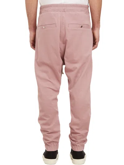 Rick Owens Pink Cotton Track Trousers For Men In Ss24