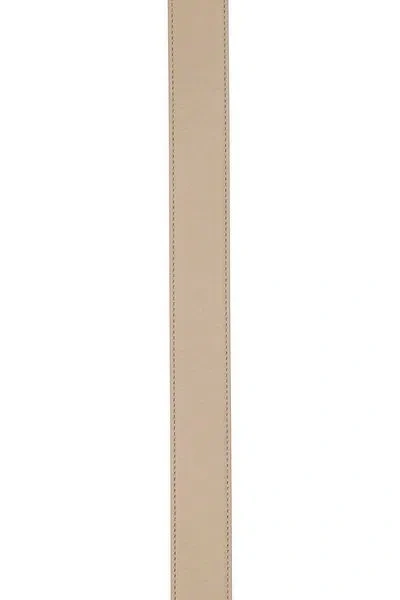 Saint Laurent Elegant Black Leather Belt For Women In Beige
