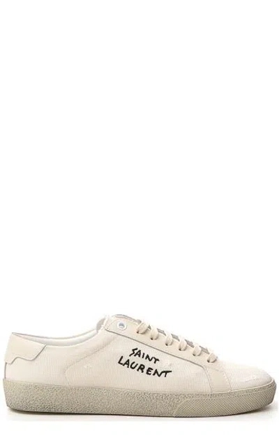 Saint Laurent Canvas Low-top Sneakers With Textured Toe Cap