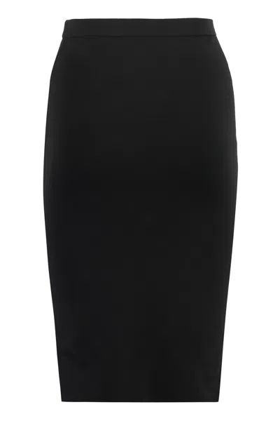 Saint Laurent Woman Midi Skirt Black Size L Wool, Polyamide, Recycled Elastane