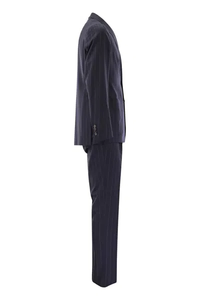 Shop Tagliatore Pinstripe Suit In Wool And Silk