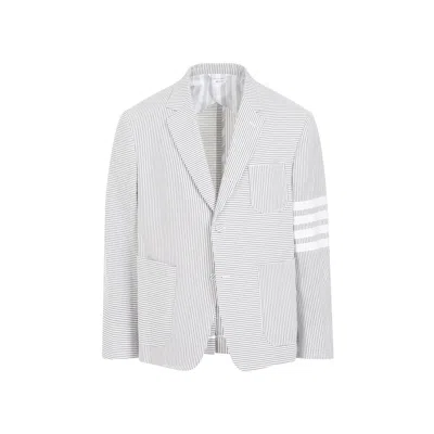Thom Browne 4-bar Single-breasted Seersucker Blazer