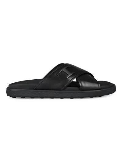 Tod's Slides Cross Strap Flat Sole Open Toe