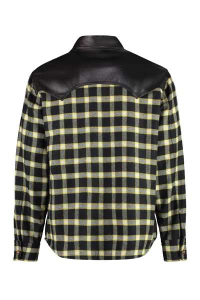 Versace Leather Shirt Checkered Sleeves