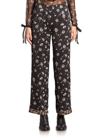Shop Etro Wildflower Printed Pajama Pants In Black