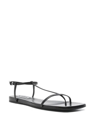 Jil Sander Women Black Sandals With Ankle Buckle Closure In Leather Woman In Black