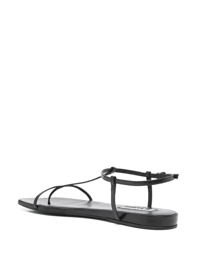Jil Sander Women Black Sandals With Ankle Buckle Closure In Leather Woman In Black