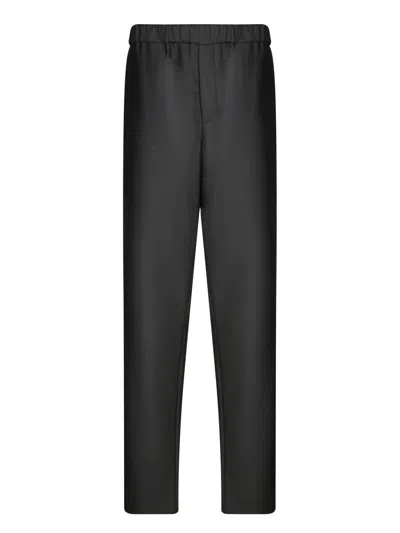 Giorgio Armani Cotton-cupro Trousers In Black