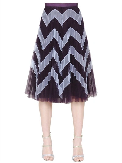 Shop Mary Katrantzou High Waist Zigzag Plisse Tulle Skirt, Purple/grey