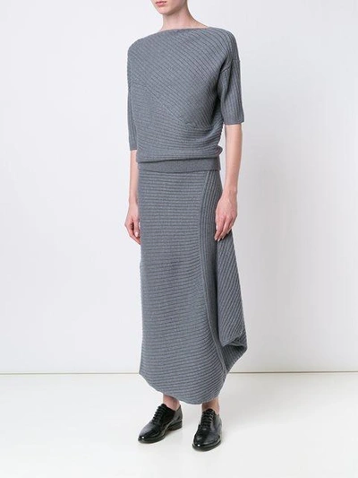 Shop Jw Anderson Ribbed Knit Skirt - Grey