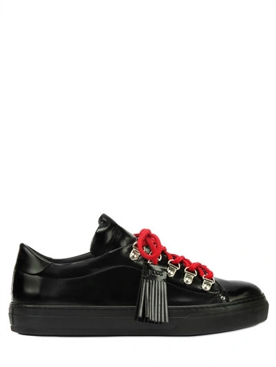 Shop Tod's 30mm Tasseled Leather Sneakers In Black