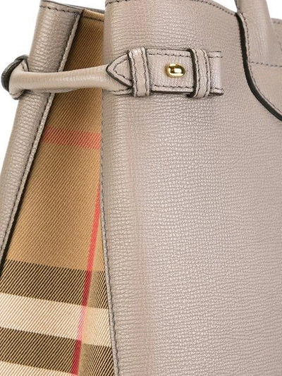 Shop Burberry The Medium Banner In Leather And House Check In Grey