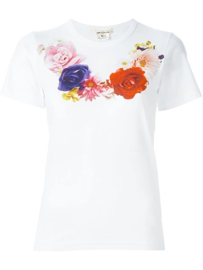 Comme Des Garçons Floral Print T-shirt In White