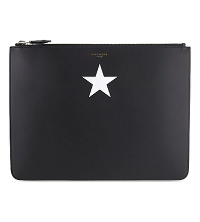 Shop Givenchy Star Large Leather Pouch In Black