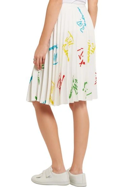 Shop Jw Anderson Pleated Printed Stretch-crepe Skirt