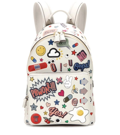 Shop Anya Hindmarch All Over Wink Mini Leather Backpack In Chalk Circus