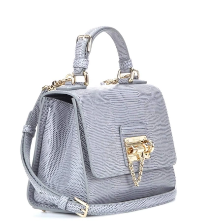 Shop Dolce & Gabbana Monica Small Embossed Leather Shoulder Bag In Grey