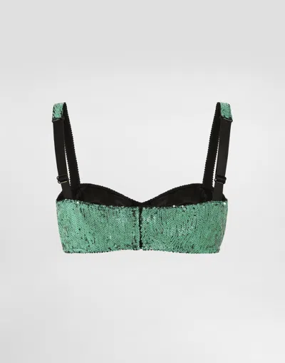 Dolce & Gabbana Sequinned Bra In Green