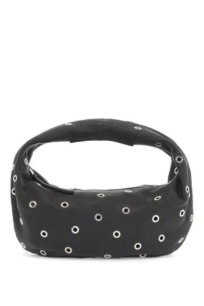 Khaite Olivia Medium Grommet Pebbled Calfskin Hobo Bag In Black