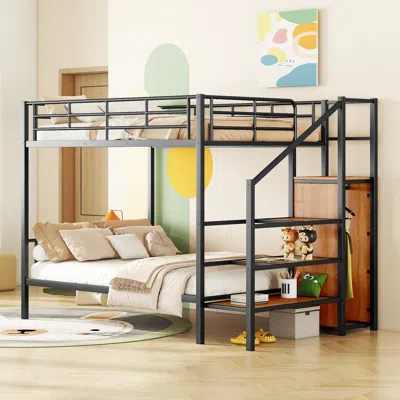 Streamdale Furniture Streamdale Full Over Full Metal Bunk Bed With Lateral Storage Ladder