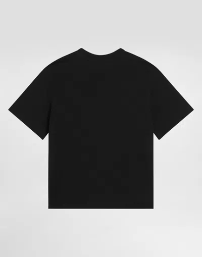 Dolce & Gabbana Black T-shirt For Boy With Bandana Print In Black
