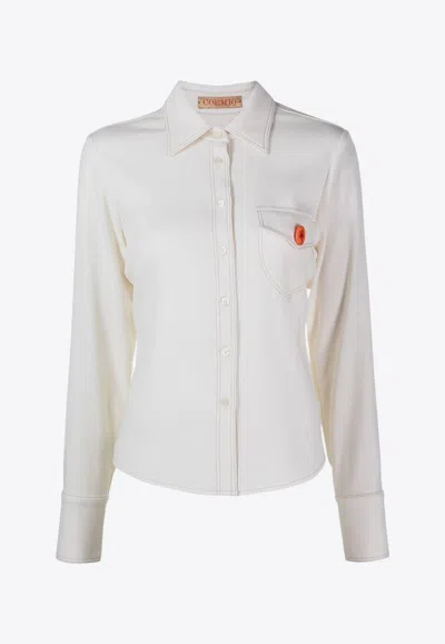 Cormio Katy Pin Badge Long-sleeved Shirt In White