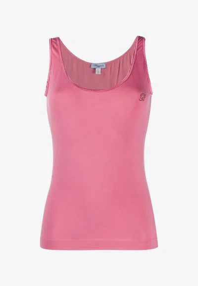 Blumarine Studded Logo Tank Top In Pink
