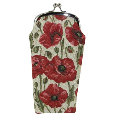 Ctm Women's Poppy Print Tapestry Glasses Case In Red