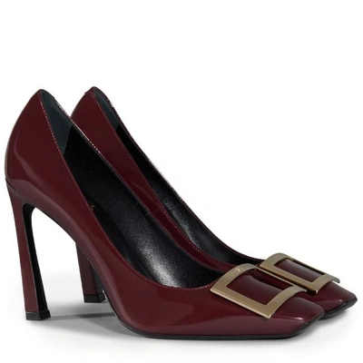 Shop Roger Vivier Belle Vivier Trompette Pumps In Patent Leather In Burgundy