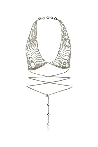 Benedetta Bruzziches Linked Chain Layered Necklace With Pendant Detail In Crystal