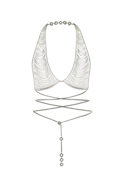 Benedetta Bruzziches Linked Chain Layered Necklace With Pendant Detail In Crystal