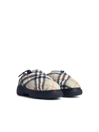 Burberry Nylon Check Mules Pillow For In Green