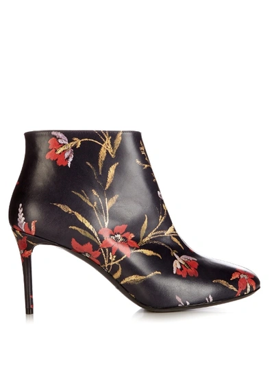 Balenciaga George V Coquelicot-print Leather Ankle Boots In Black Multi