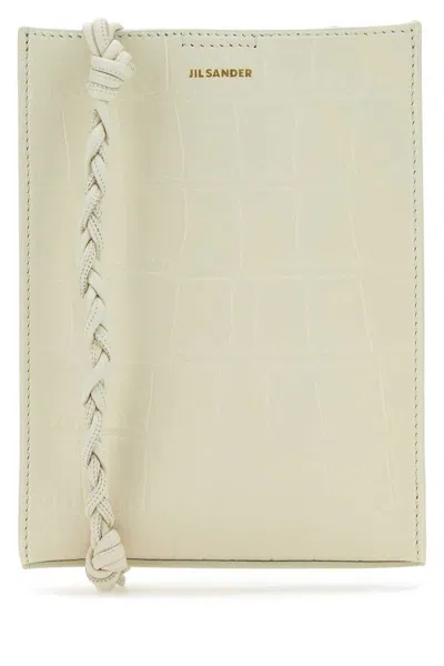 Jil Sander Tangle Leather Crossbody Bag In White