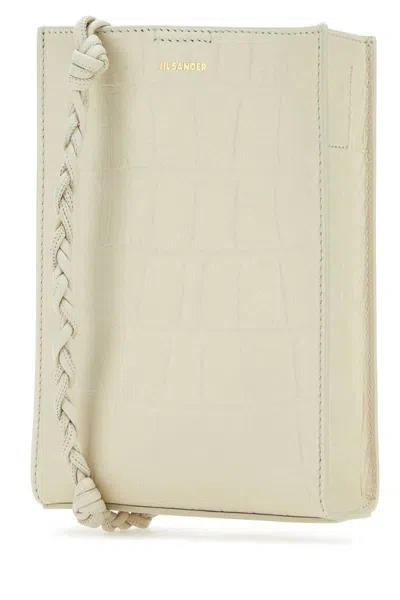 Jil Sander Tangle Leather Crossbody Bag In White