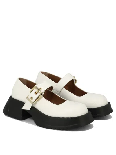 Marni 20mm Mary Jane Leather Shoes In Lily White