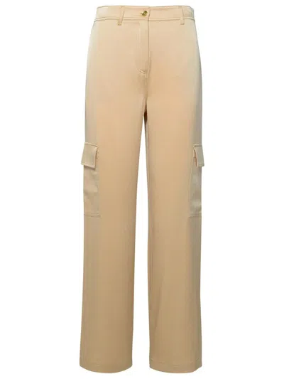 Michael Kors Satin Cargo Trousers In Gold
