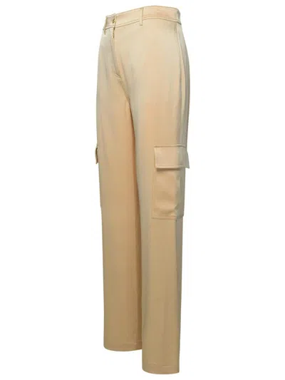 Michael Kors Satin Cargo Trousers In Gold