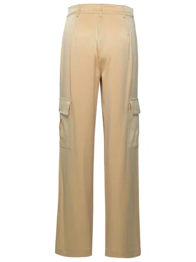 Michael Kors Satin Cargo Trousers In Gold
