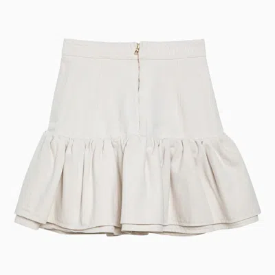 Patou White Cotton Flounced Mini Skirt In White
