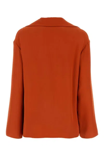 Valentino Garavani Brick Crepe Blouse In Red