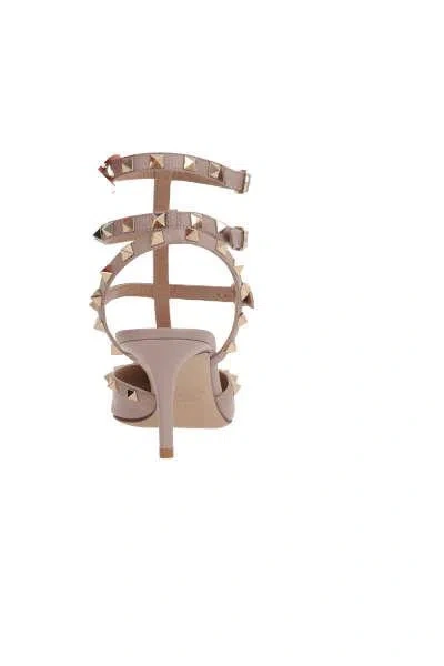 Valentino Garavani Rockstud Patent Leather Slingback Pumps In Neutral