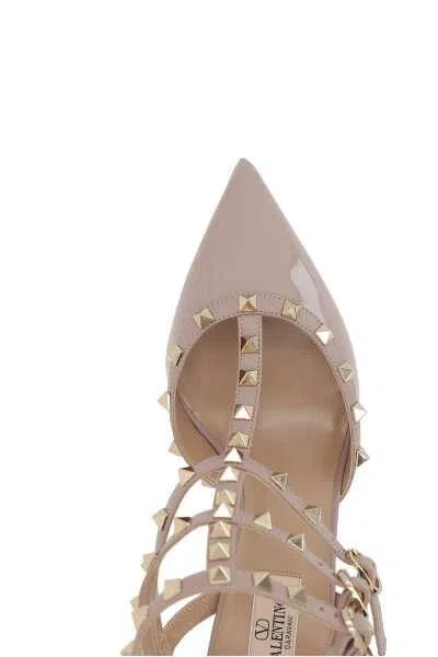 Valentino Garavani Rockstud Patent Leather Slingback Pumps In Neutral